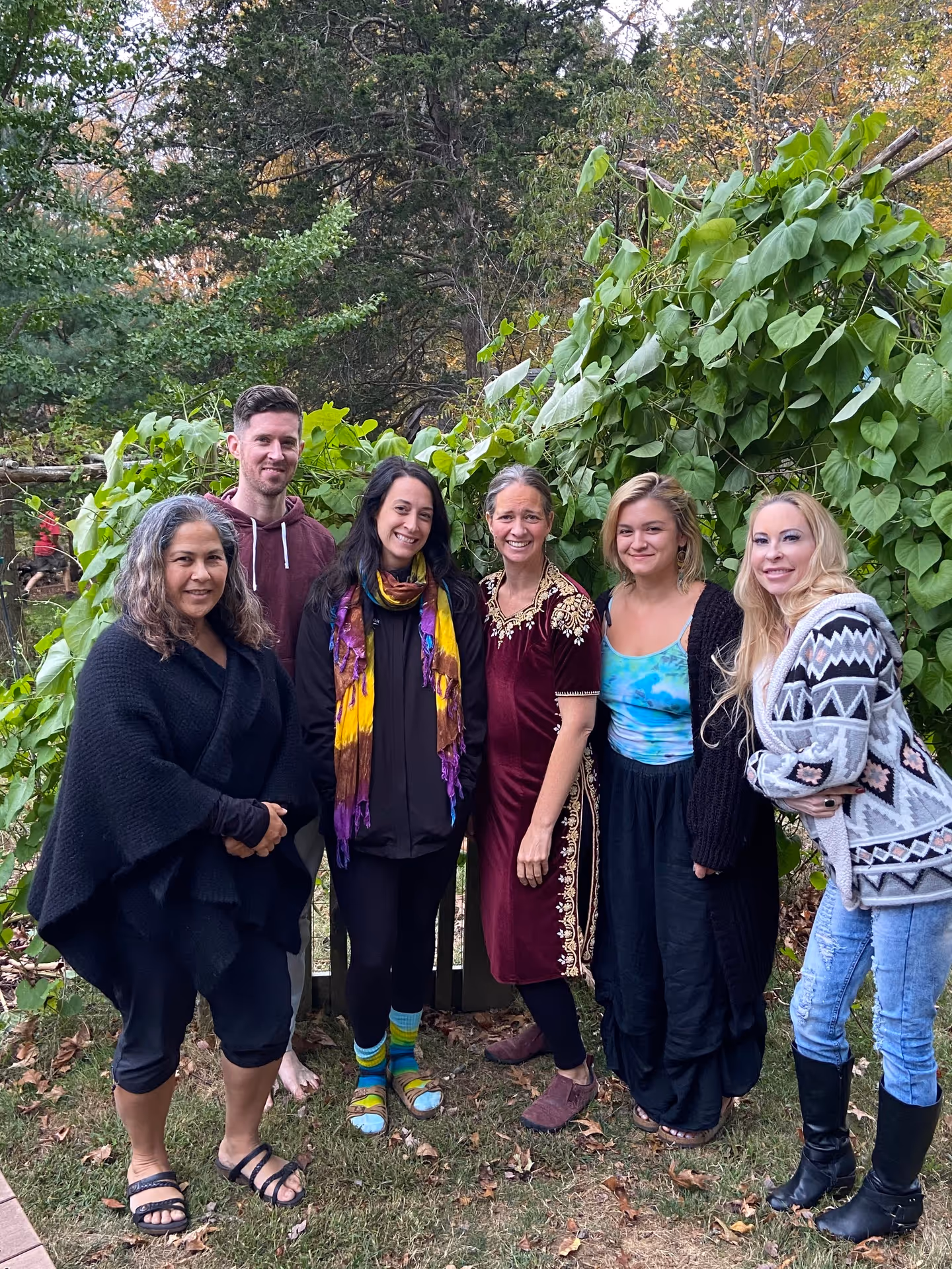 Everyday Harvest community circle gathering outdoors, fostering connection and personal growth