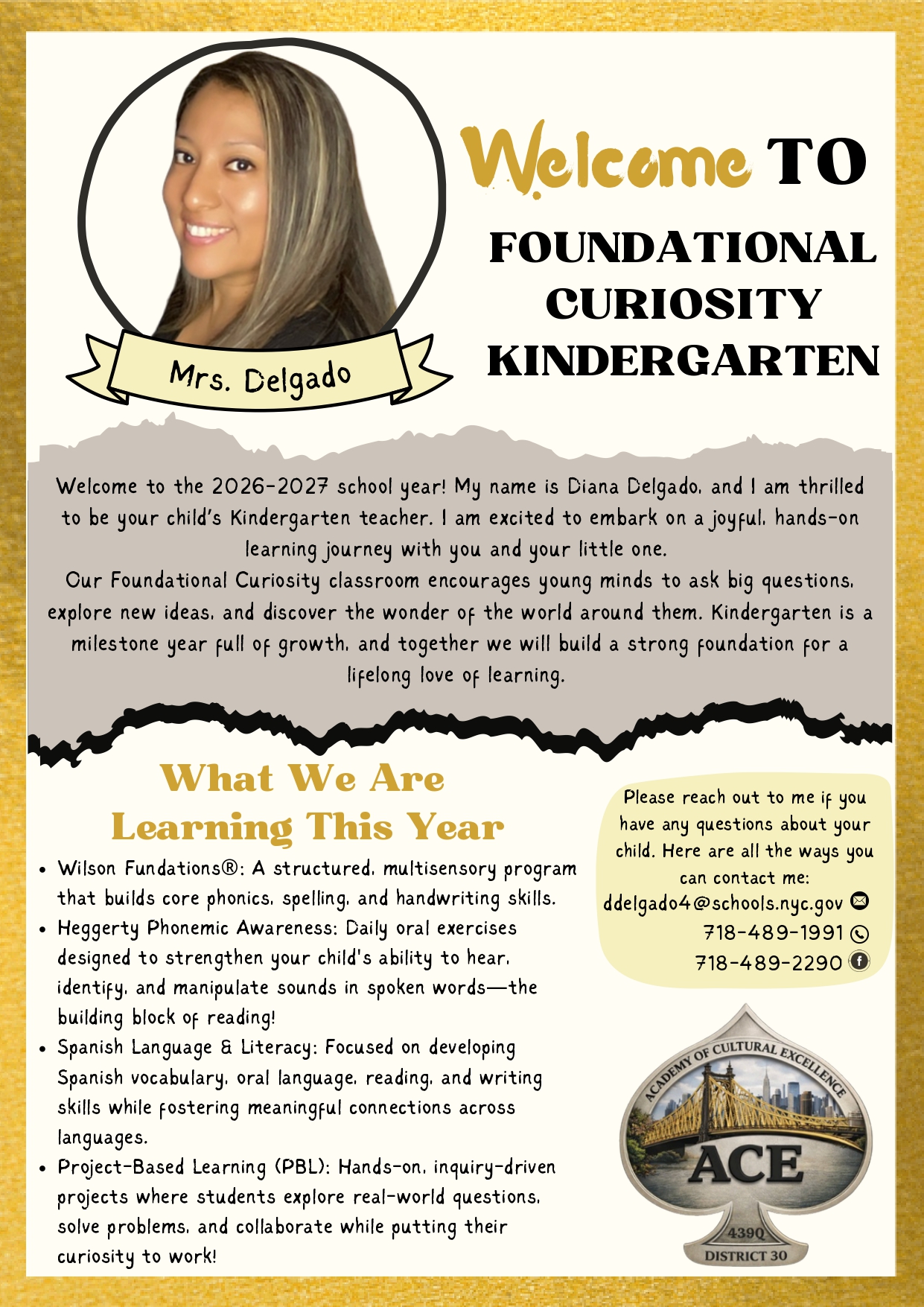 Welcome letter from Mrs. Delgado