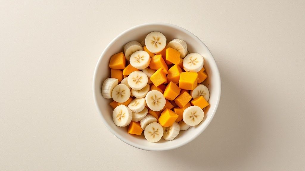 A small dog receiving a gut health chew from its owner