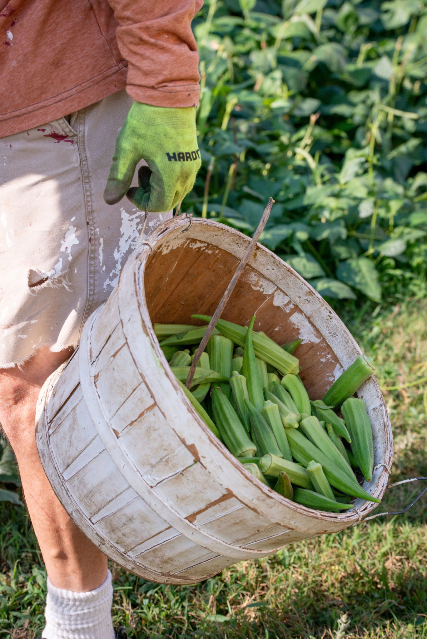 basket being carried full of produce from our farm