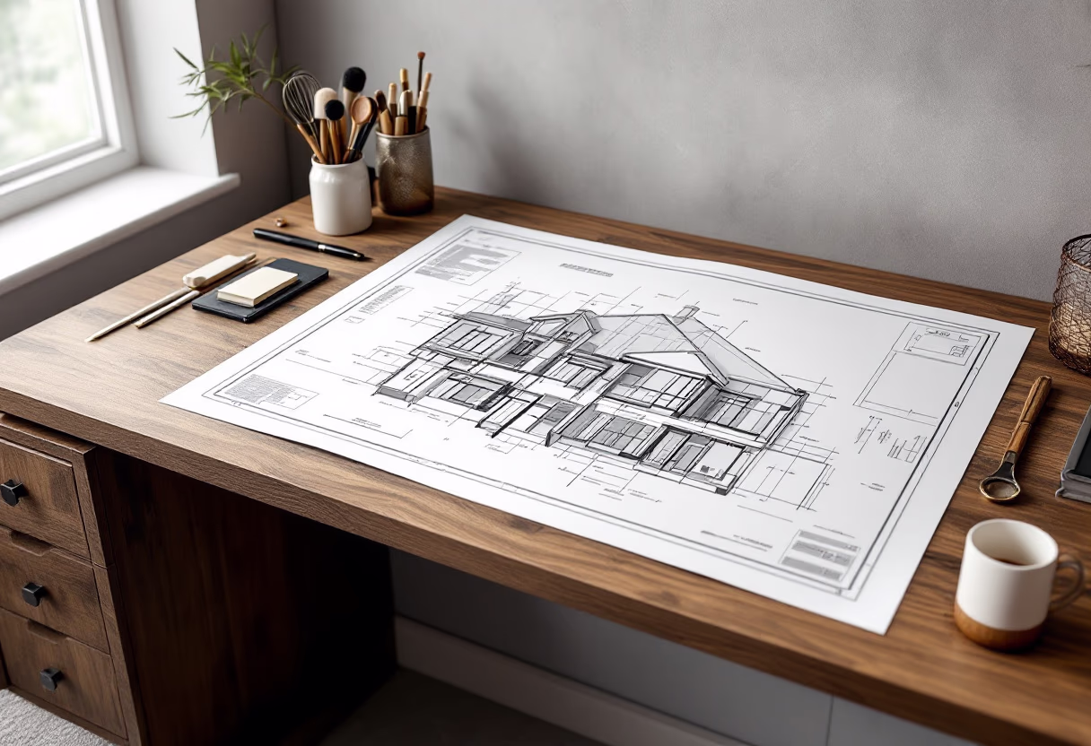 image of construction plans for a general contractor
