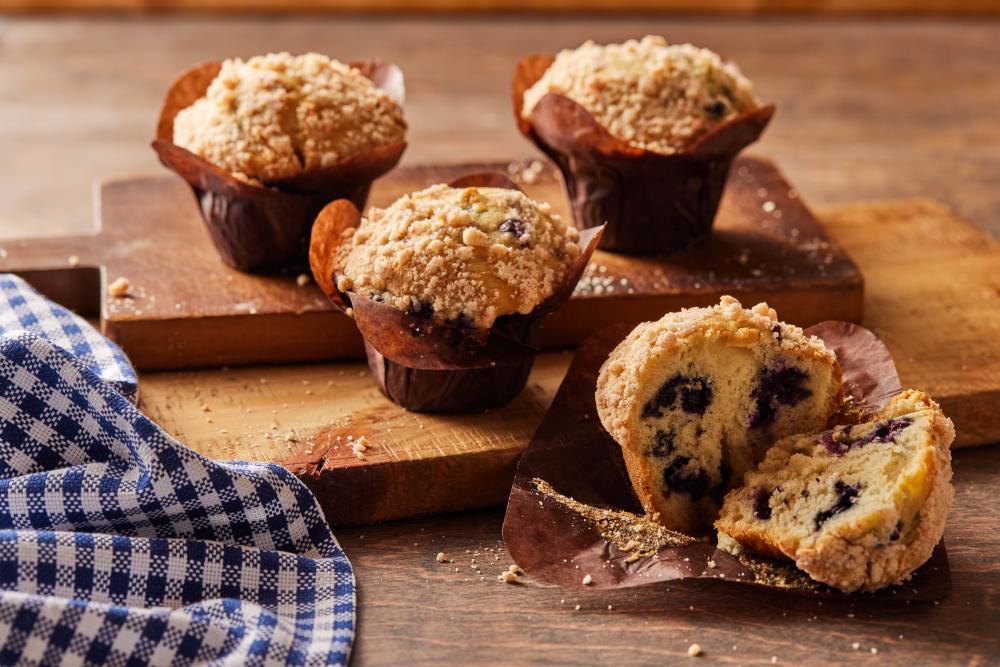FOUR BLUEBERRY MUFFINS 