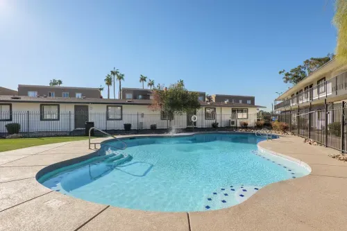 Pool and poolside area at Mariposa Flats.