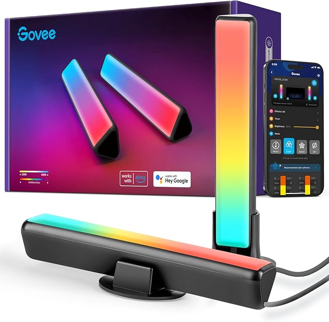 Govee RGBIC smart LED light bars with app control and voice assistant compatibility