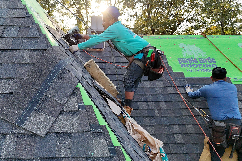 Experts working on roof