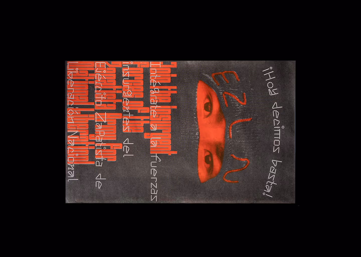 Unfolded posterzine with poster facing front rotated 90 degrees