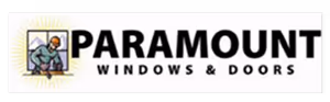 Paramount Windows & Doors company logo with a craftsman working on a window.