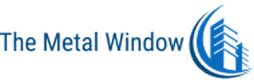 Logo of The Metal Window with stylized blue letters and geometric design.