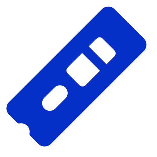 Blue rapid antigen test kit icon with two test windows.
