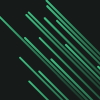 Abstract diagonal green lines of varying lengths on a dark background.