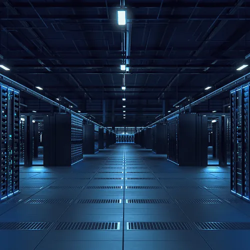 A large room with rows of servers in it.