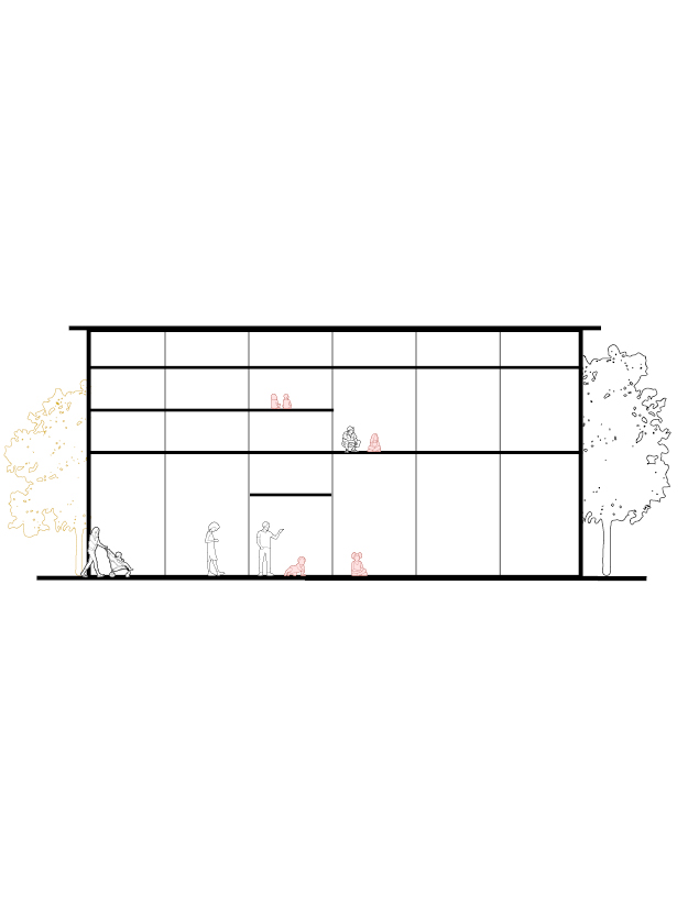 Dessin en noir et blanc d'une fillette souriante portant un chapeau pointu, tenant une équerre et un rouleau de papier.