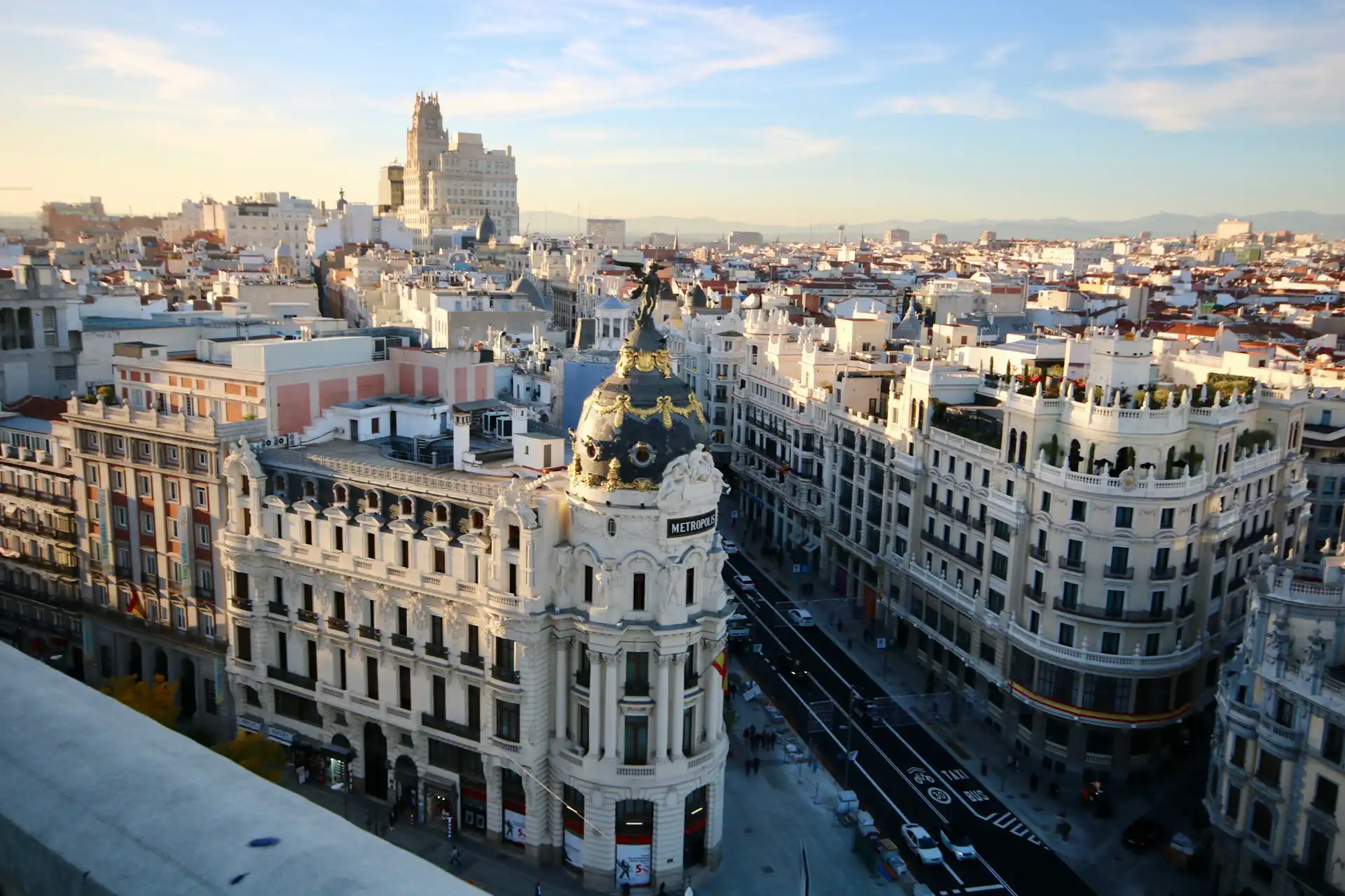 Drone view over Madrid, Spain