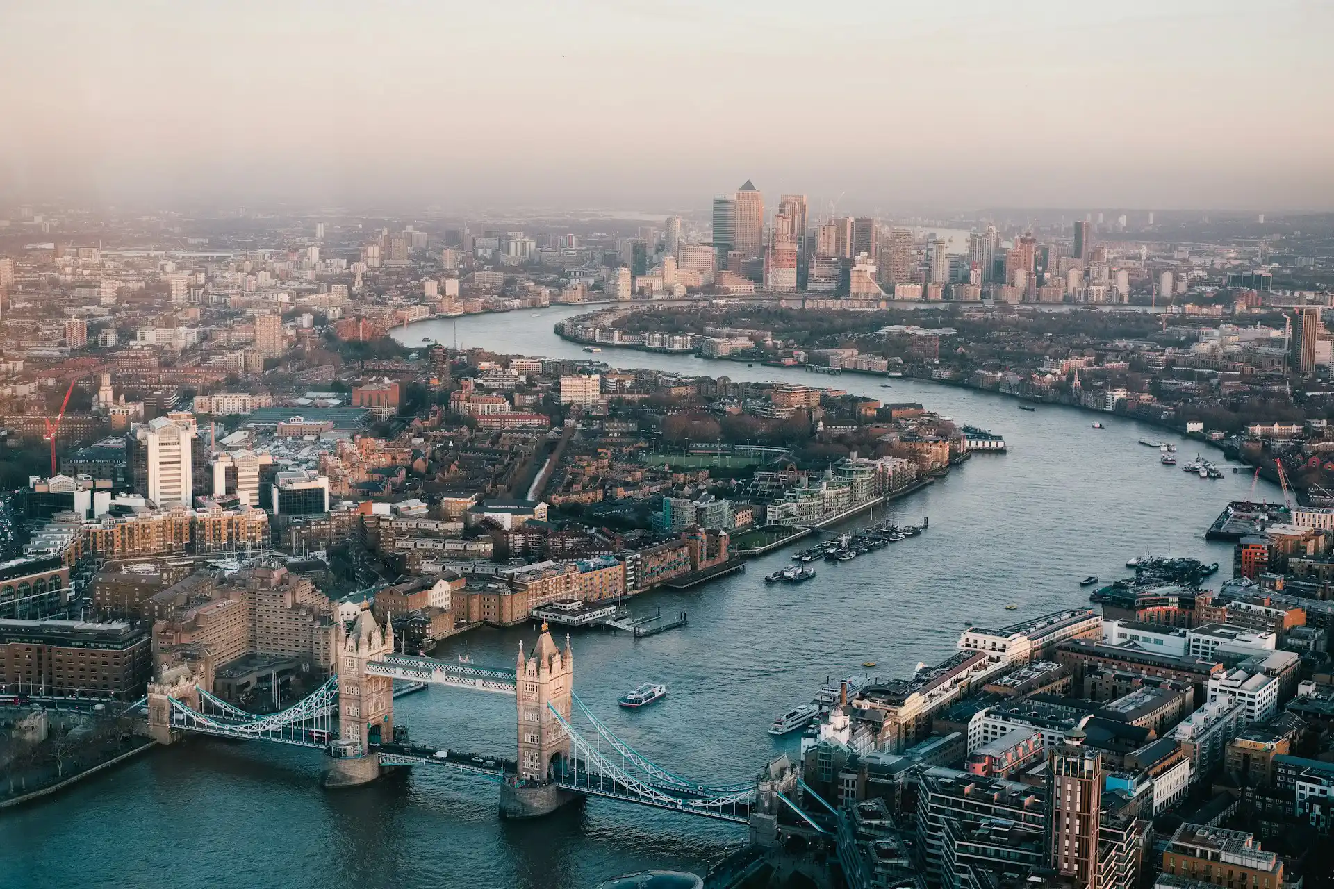 Aerial view over London