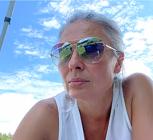 Elena Selivan in sunglasses
