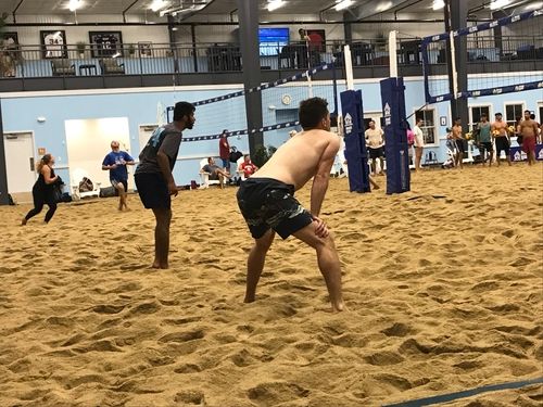 Beach House Boston Founder and Friends playing Beach Volleyball