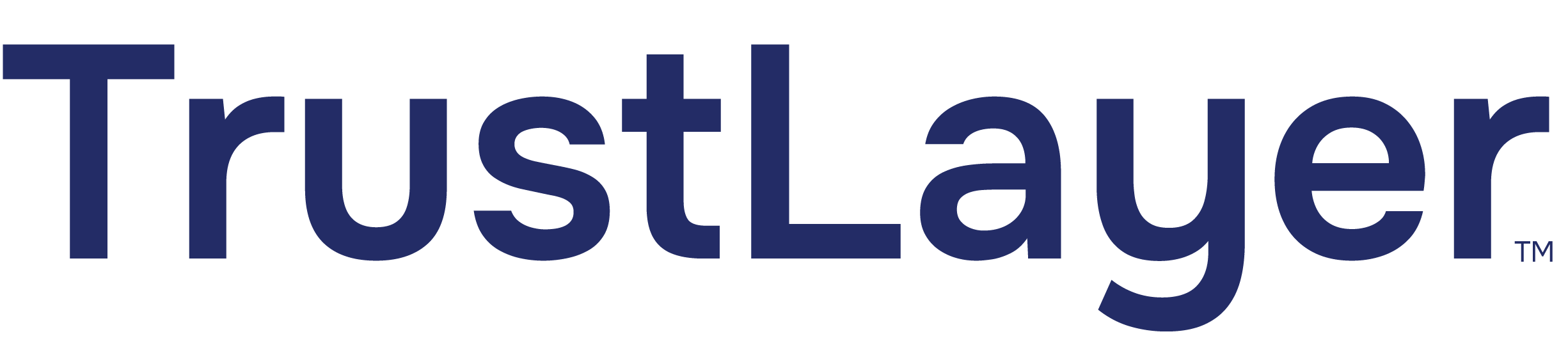 TrustLayer brand name text logo in blue with trademark symbol.