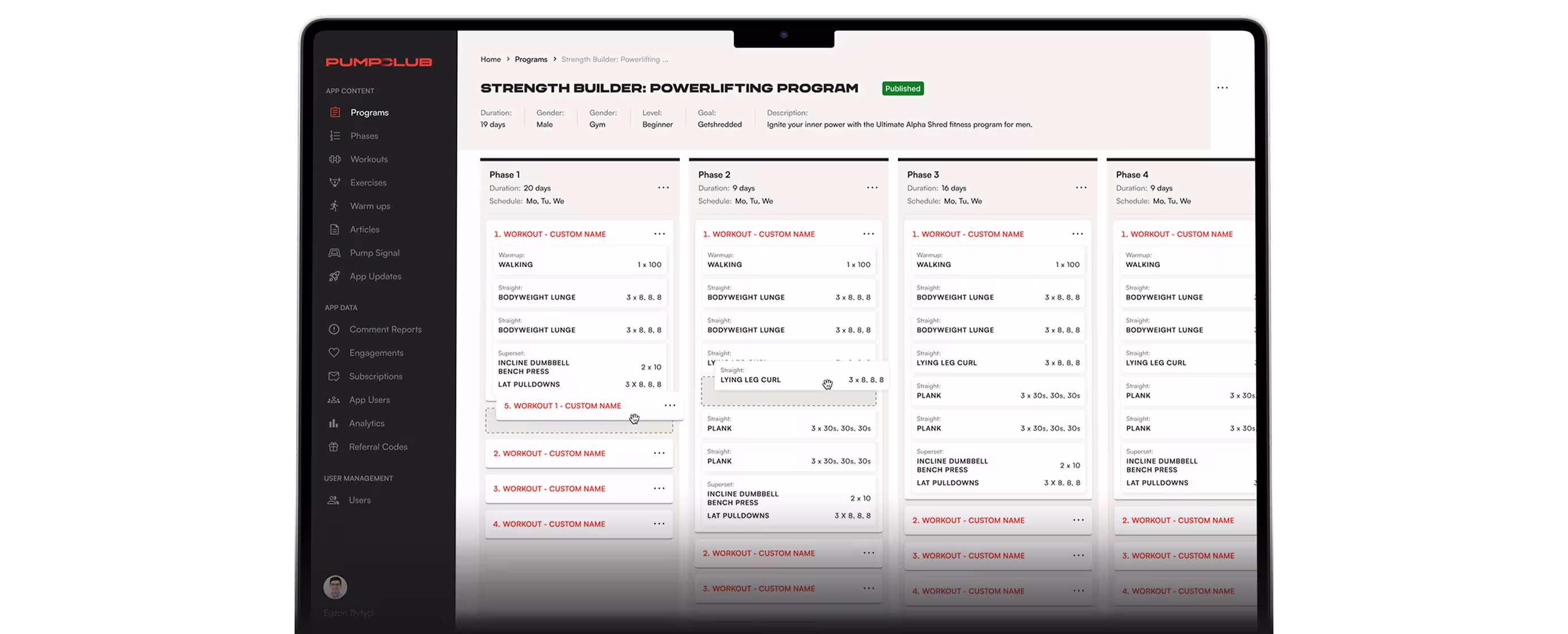 Pump Club dashboard screenshot