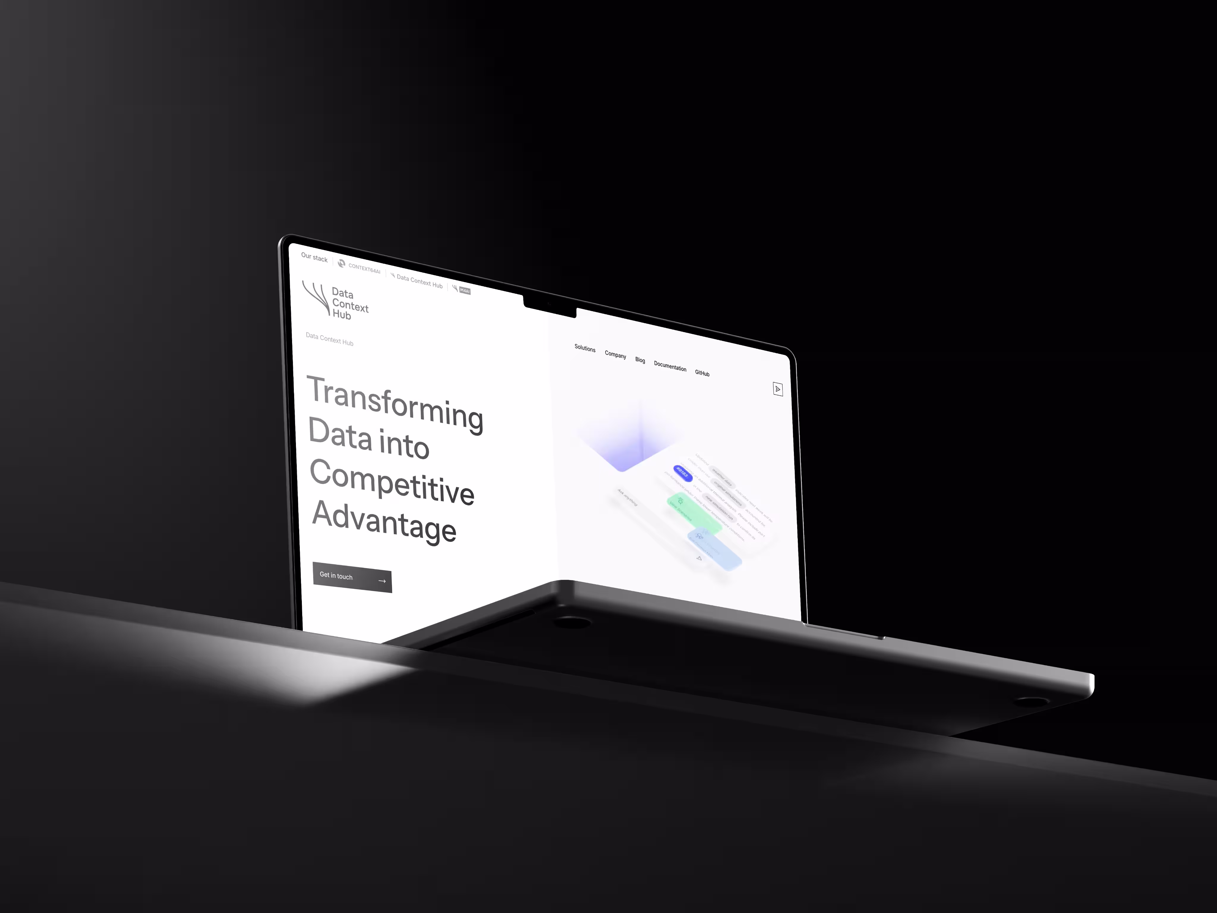 Data Context Hub interface - Laptop screen