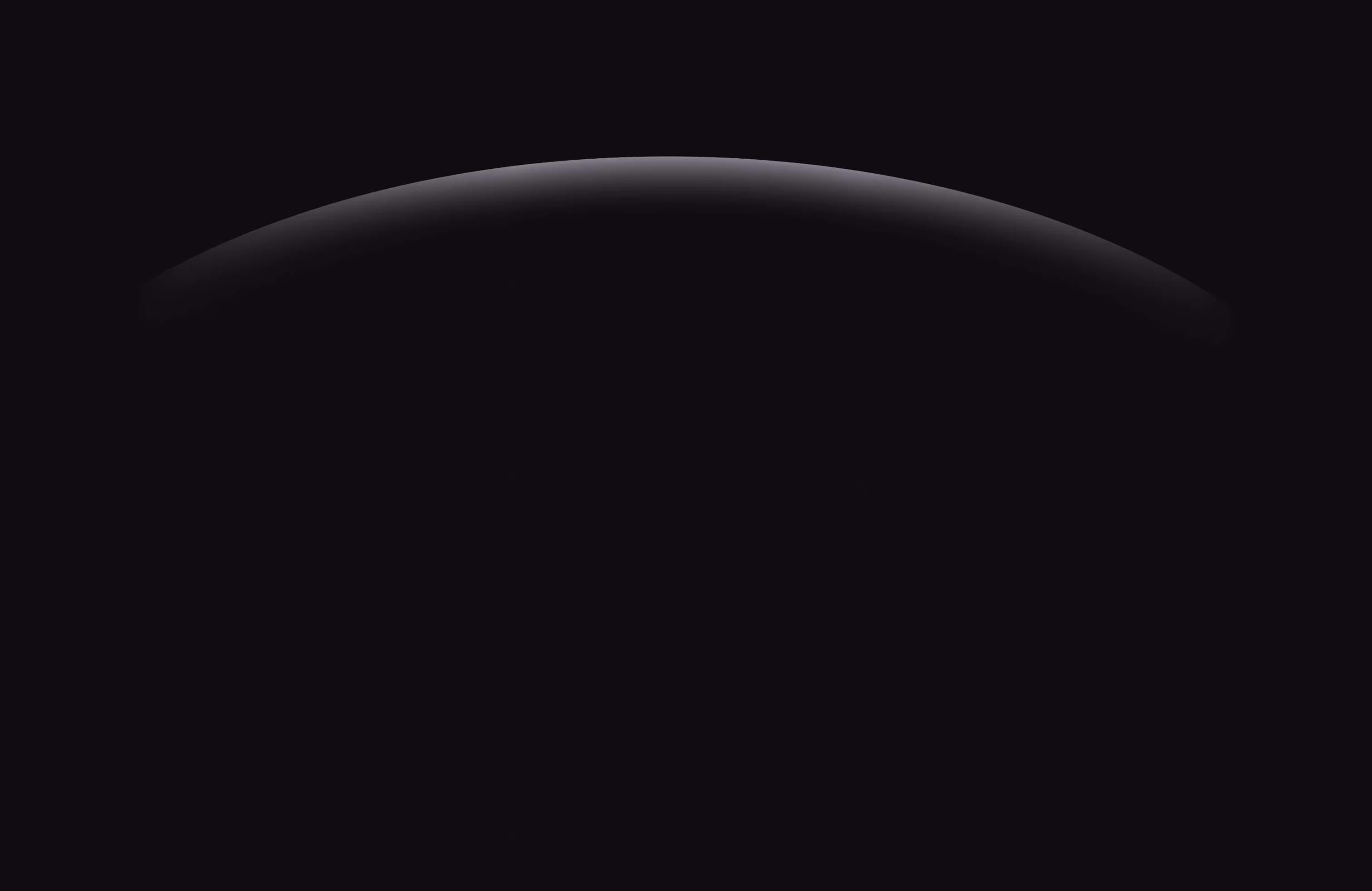 Dark hero background with a softly lit crescent edge of a planet against deep black space.