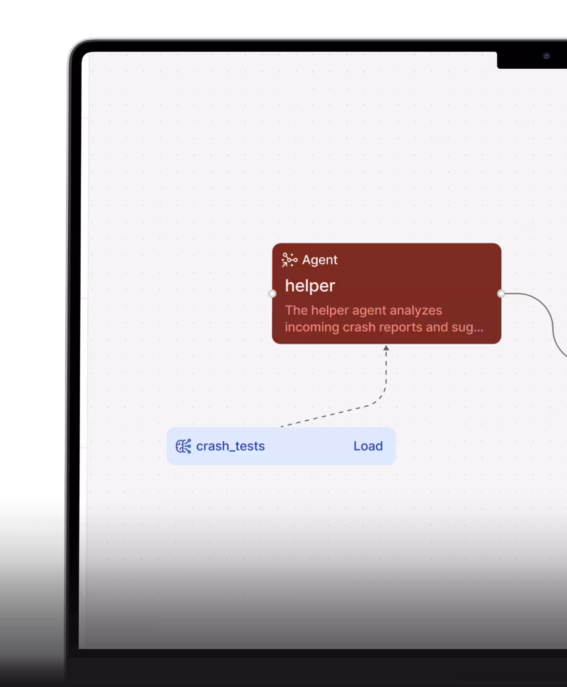 M4AI Crash Analysis run showing an agent validating the "seatbelt" property with a thinking panel of execution steps.