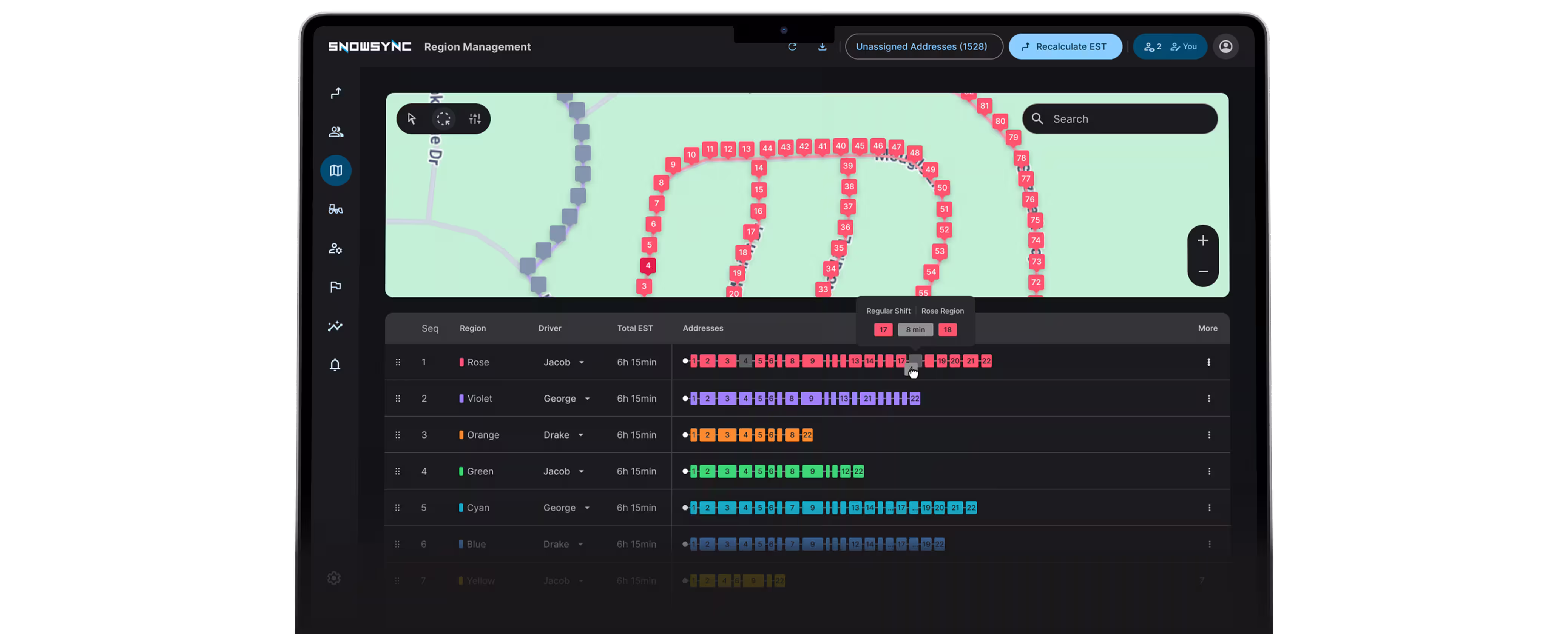 Snow Sync dashboard view