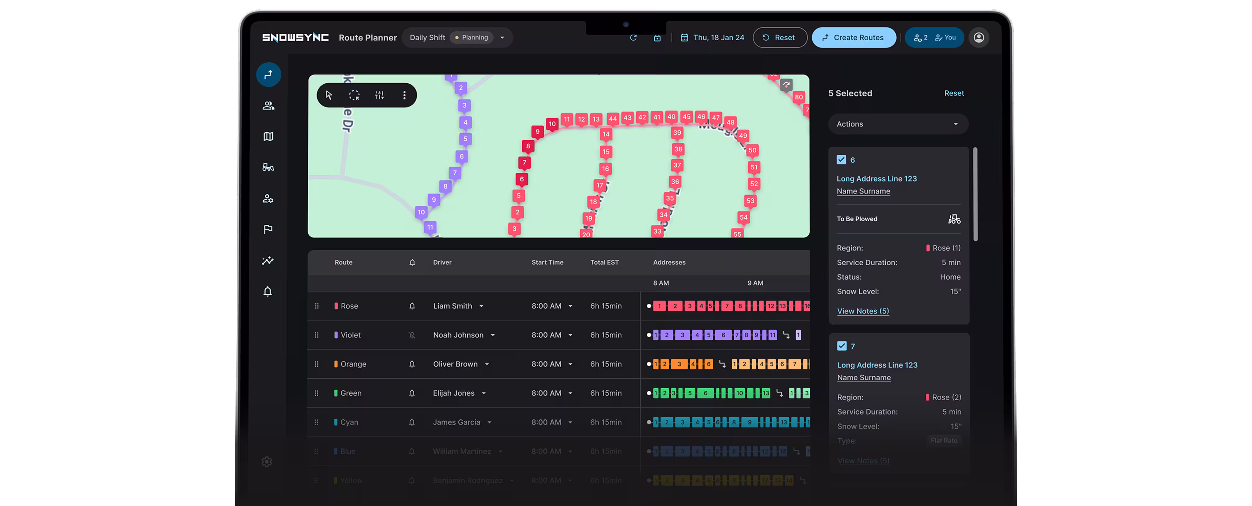 Snow Sync dashboard look from laptop