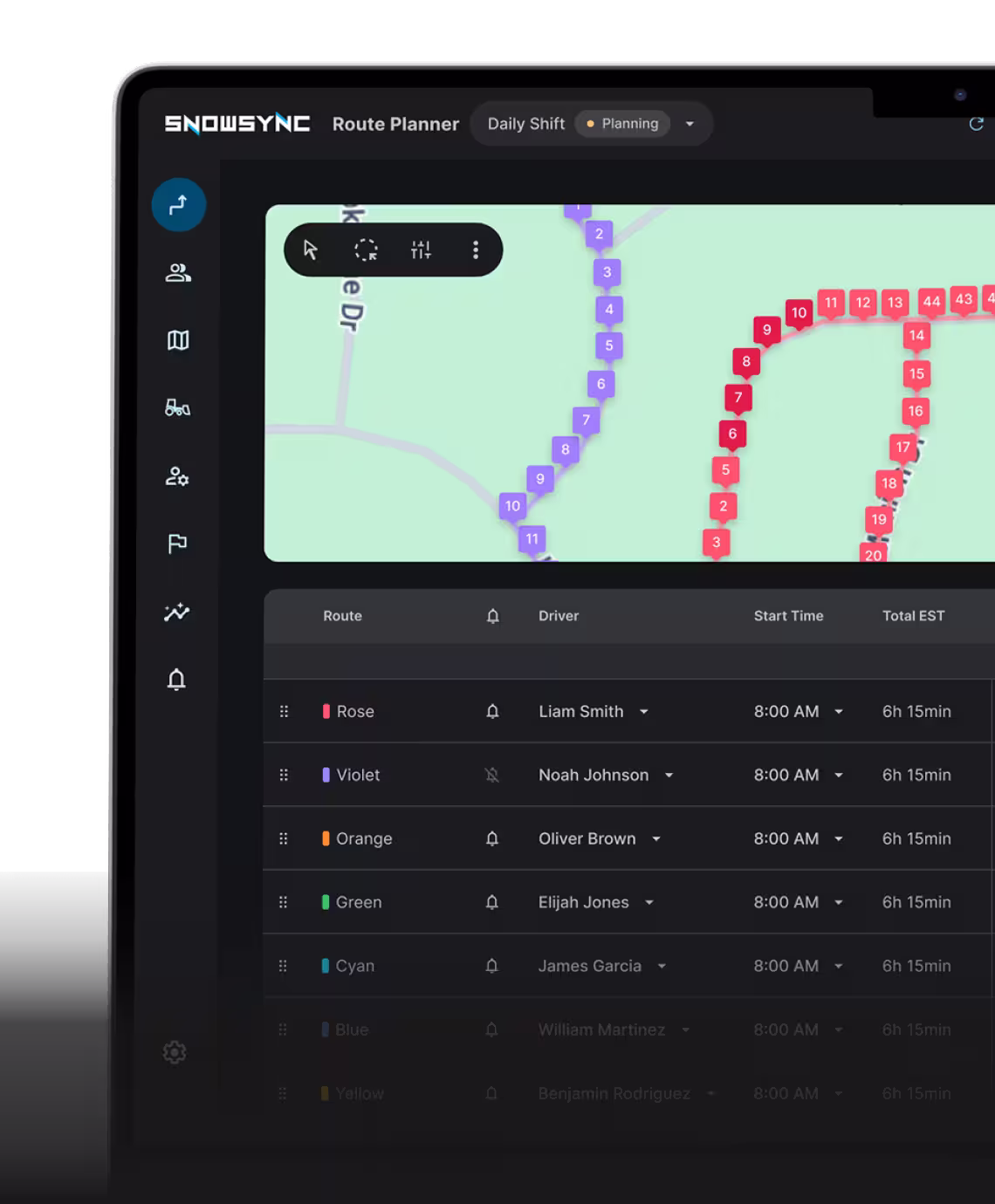 Snow Sync dashboard view