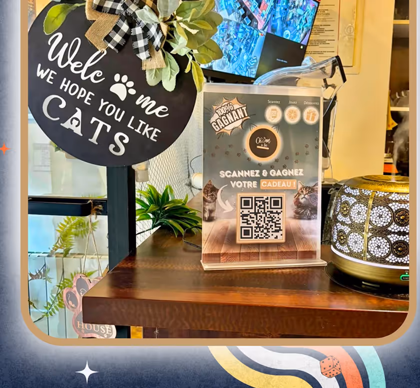 banniere qr code grow lot installé dans un commerce (ici commerce d'animalerie)