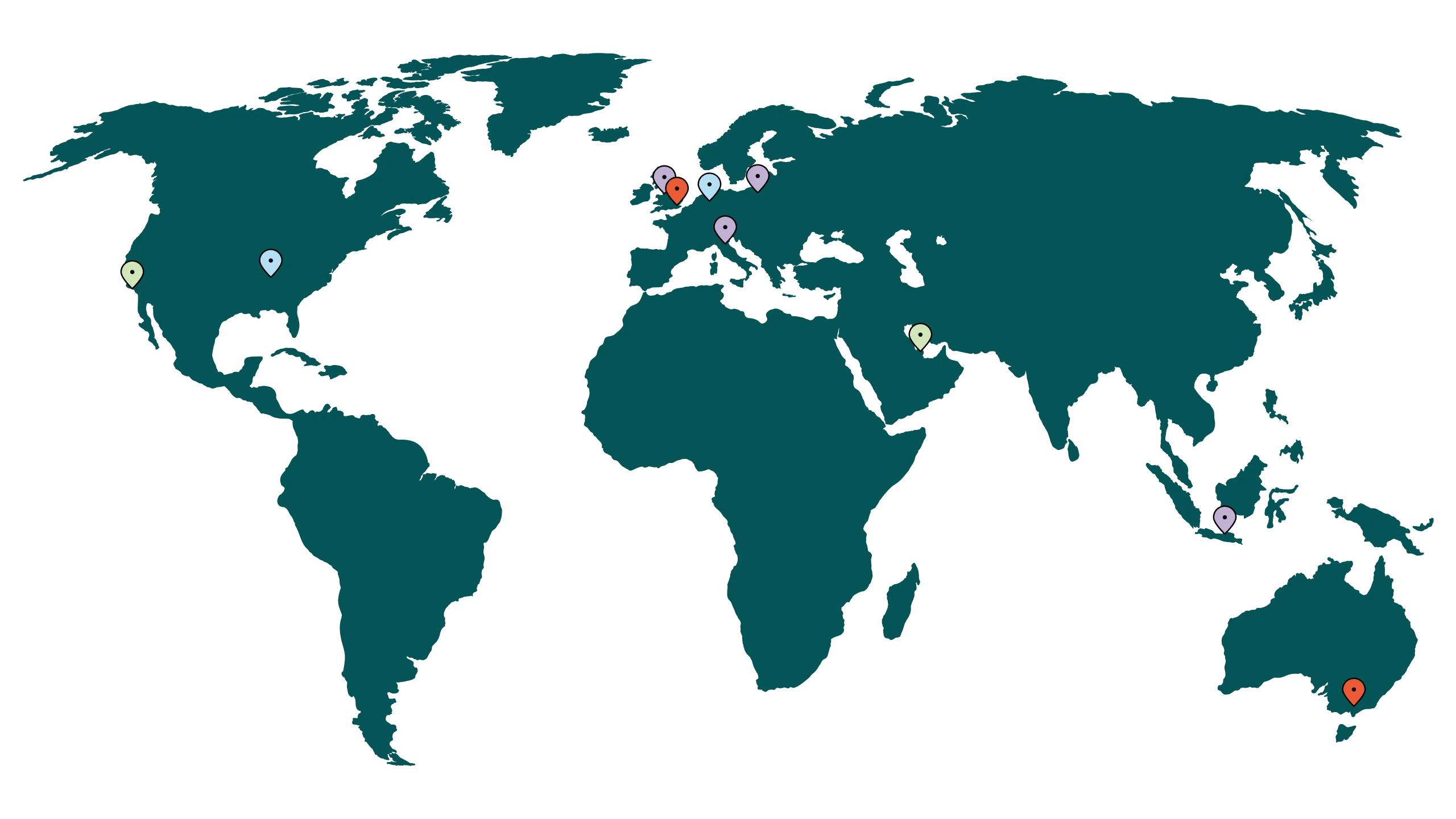 Map of the world with Hotbox locations