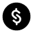 White dollar sign symbol on black background.
