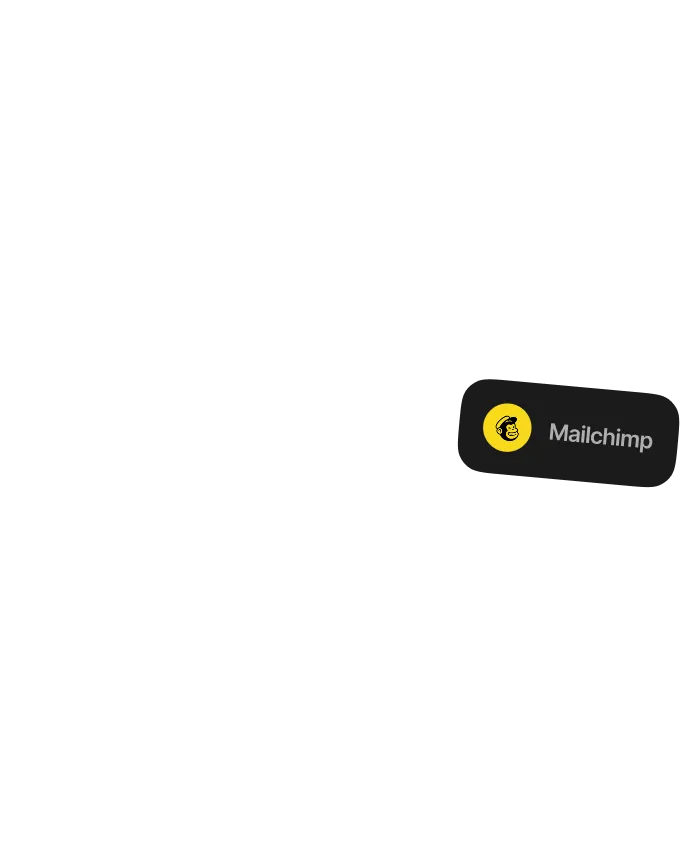 Mailchimp logo with yellow circle and chimpanzee face icon on the right side.