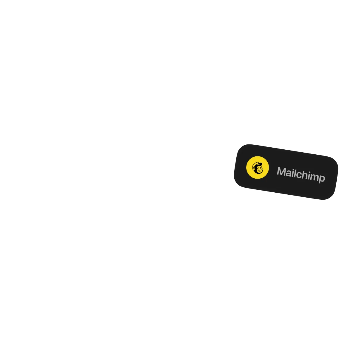 Mailchimp logo with a smiling chimpanzee head wearing a hat inside a yellow circle.