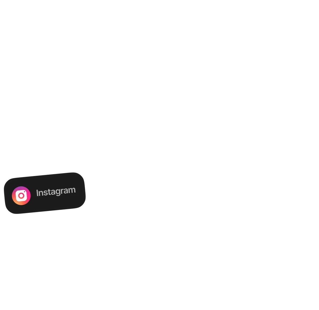 Instagram app icon with the text Instagram next to it on a black background.