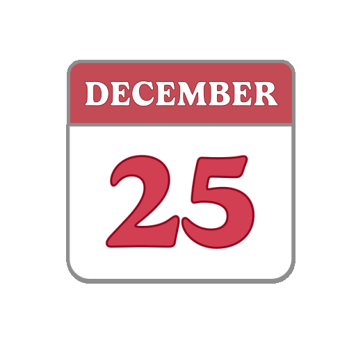 calendar page 25 being torn off, revealing a page with "gift day" under