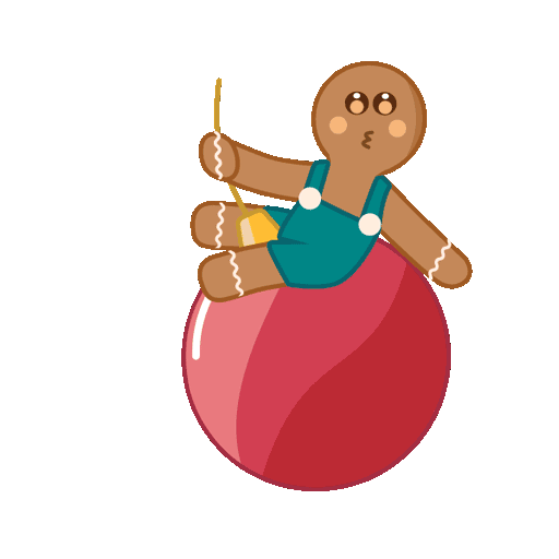 gingerbread man swinging on a christmas ornament