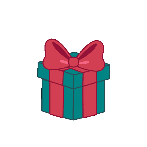 ginberbread man with a champagne glass in his right hand jumping out of a gift box