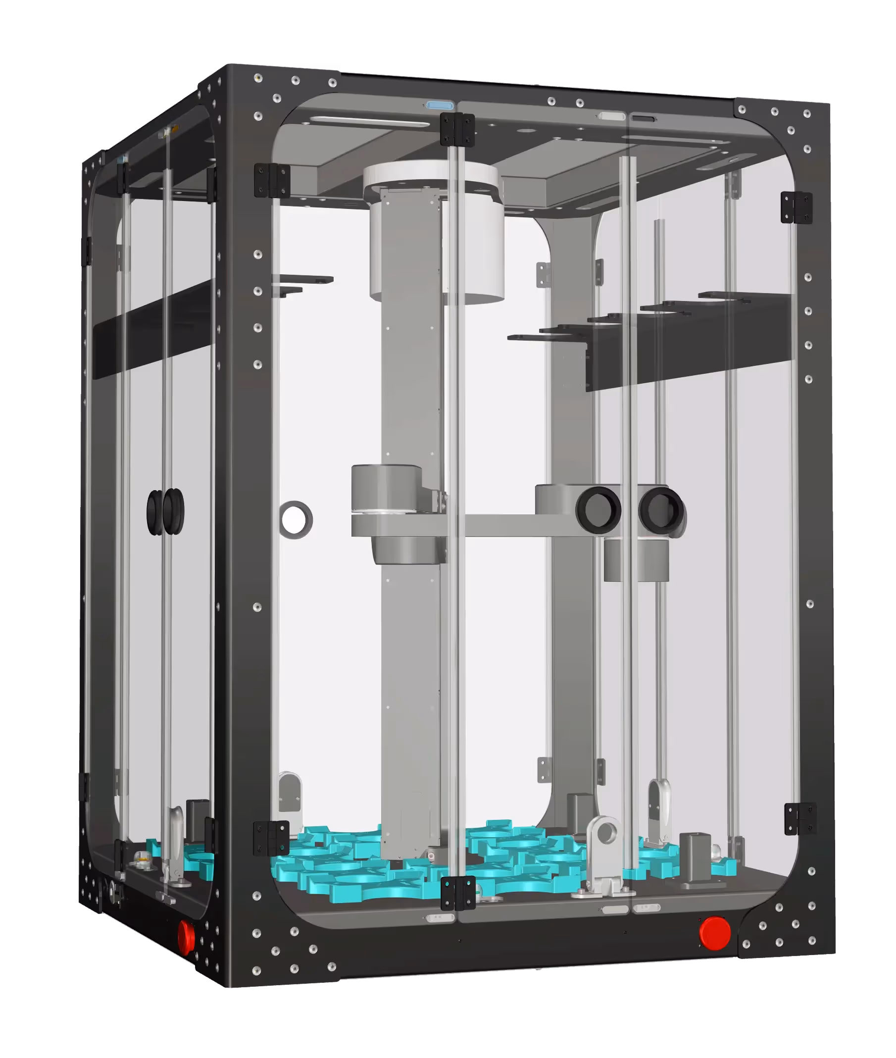 Deck system on the Trilobot platform with labware positioned for automated handling and optional HEPA filtration.