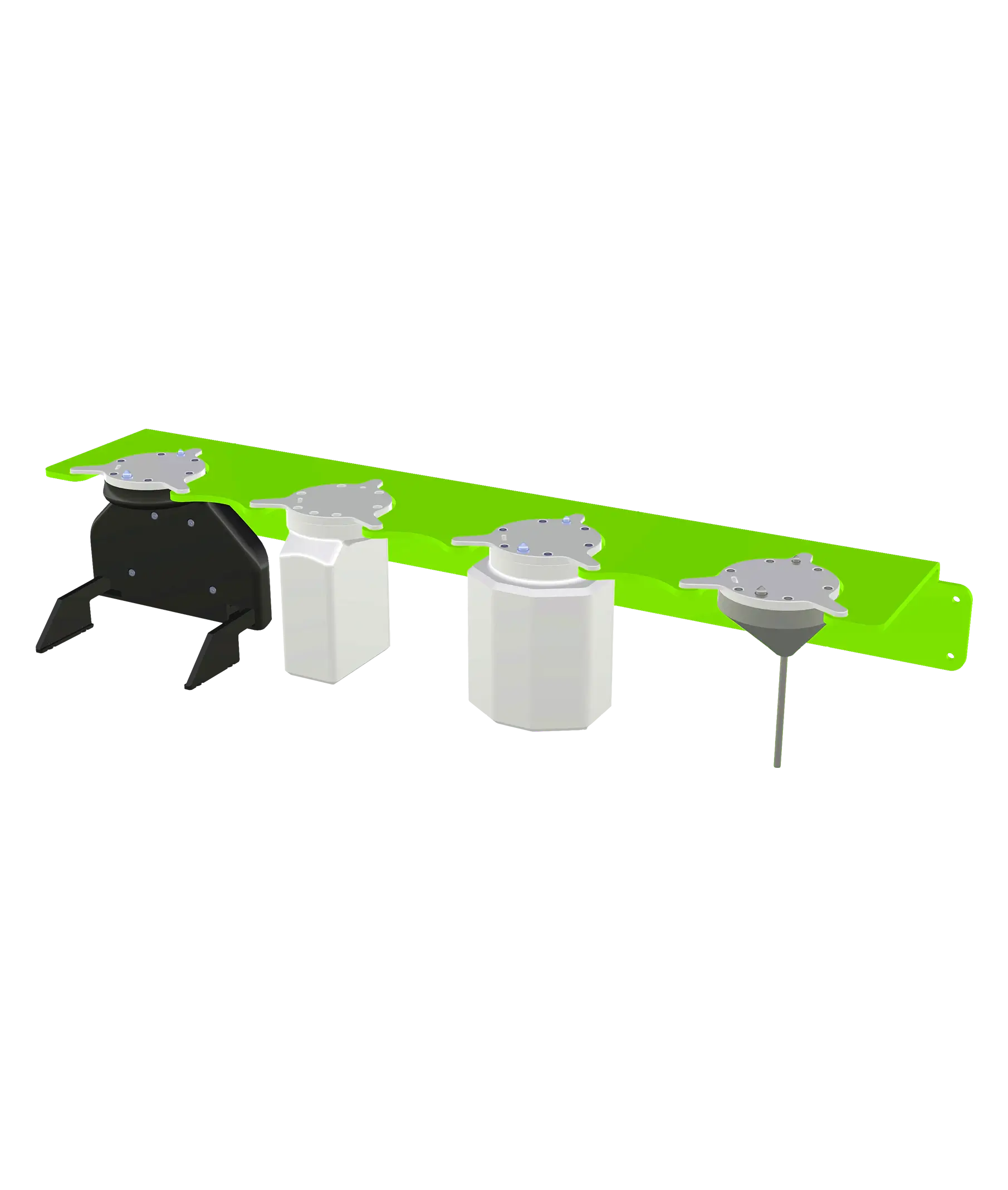 Tool rack on Trilobot highlighted, illustrating automated access to multiple lab tools.