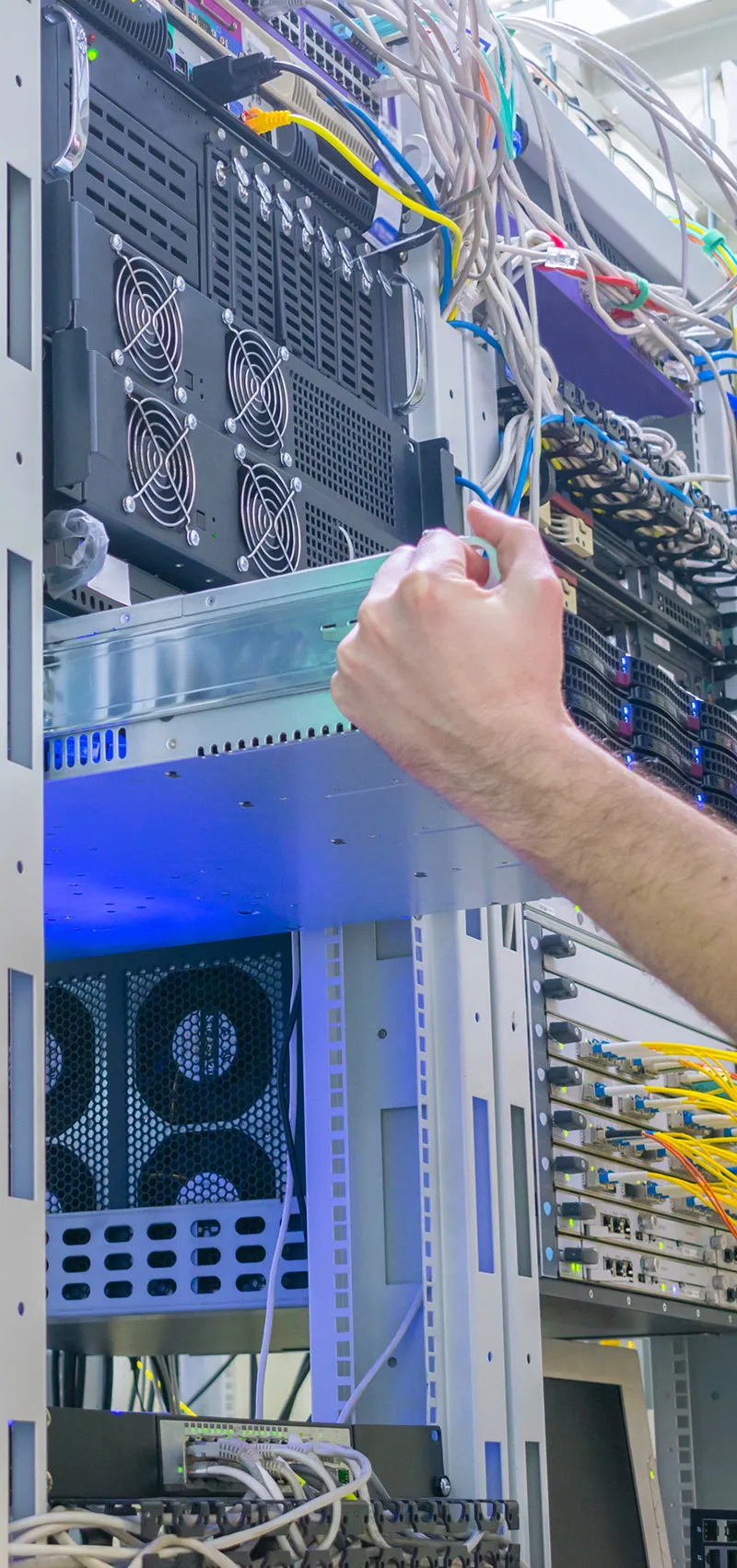 Secure Transportation staff installs a server rack for a client at their new office in London