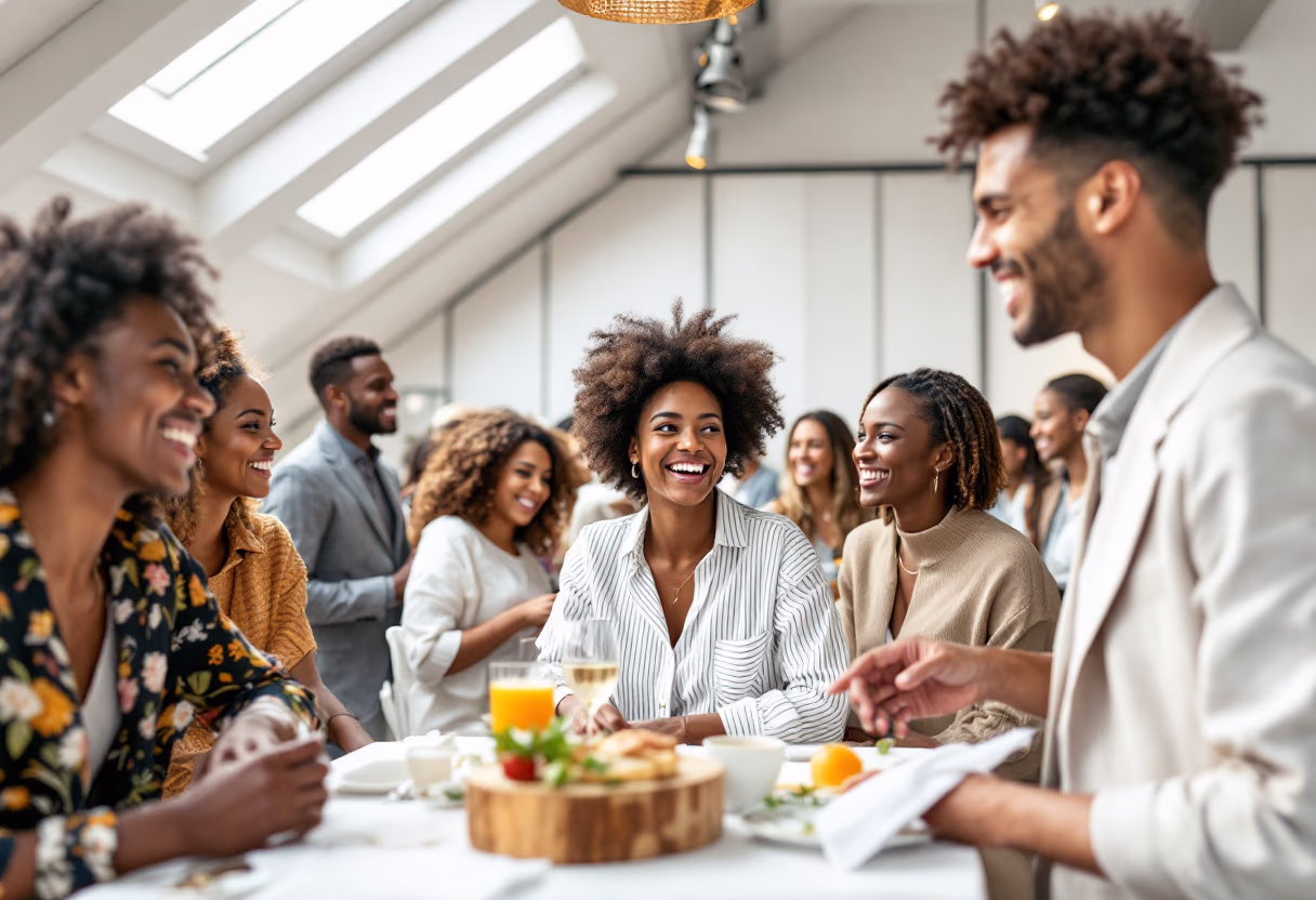 image of happy guests at an event (for an event planning service)