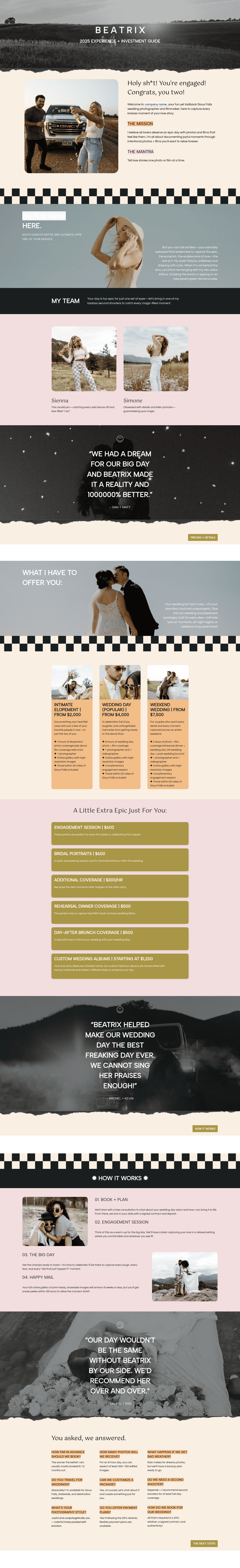 Beatrix Pricing Guide for Wedding Photographers