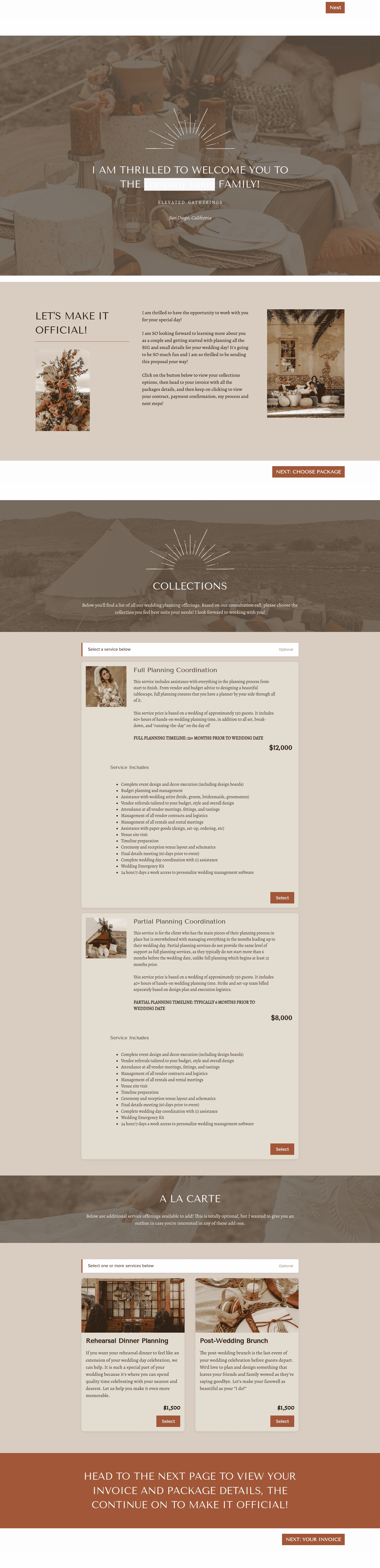 Boho Wedding Planner Booking Proposal