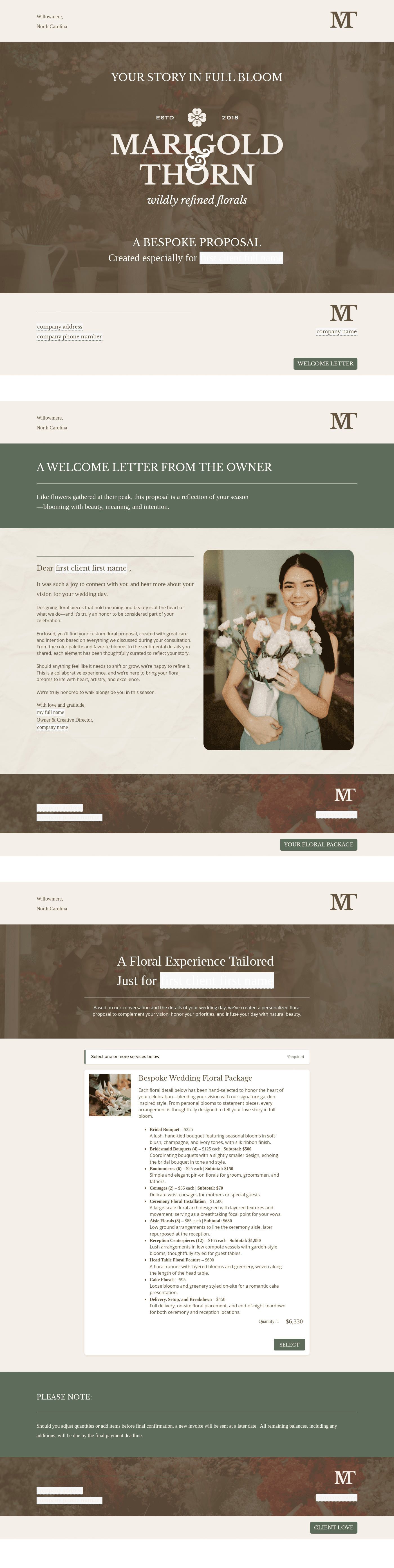 Bespoke Proposal for Florists