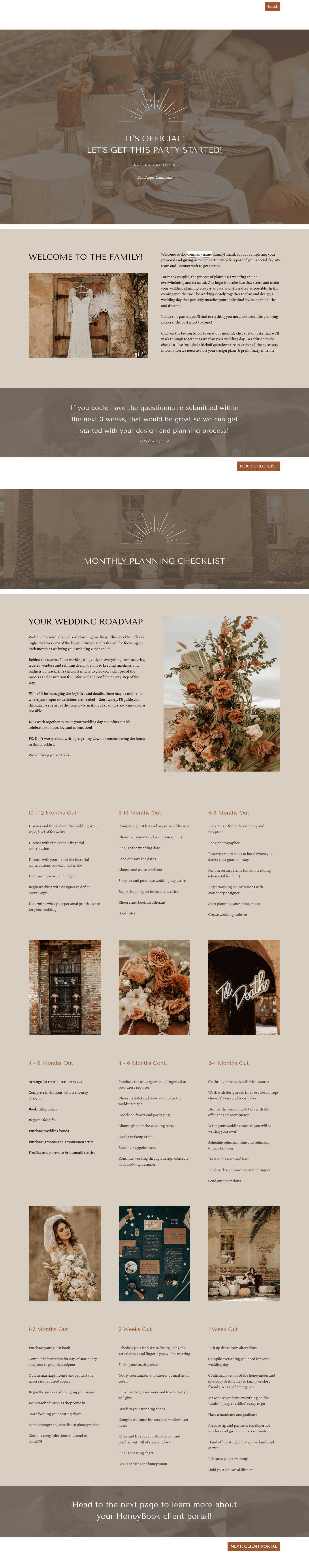 Boho Wedding Planner Welcome Guide + Kickoff Questionnaire