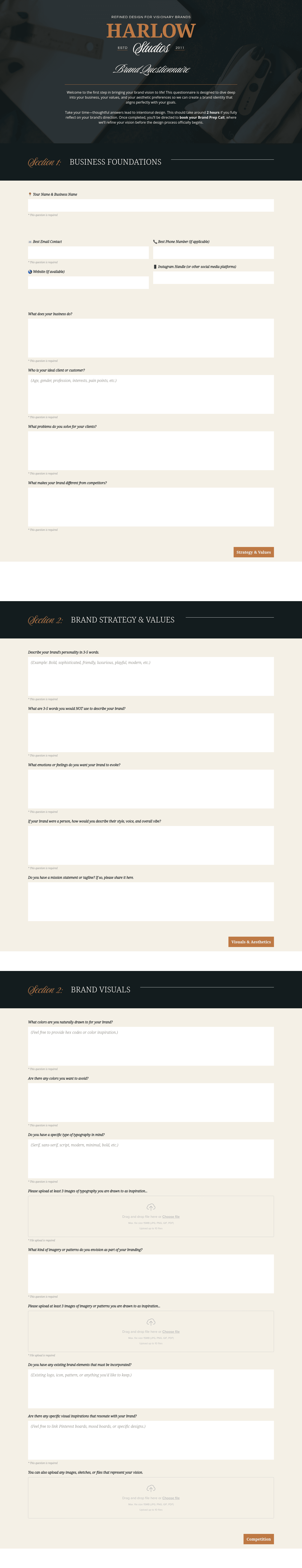 Brand Discovery Questionnaire for Brand Designers