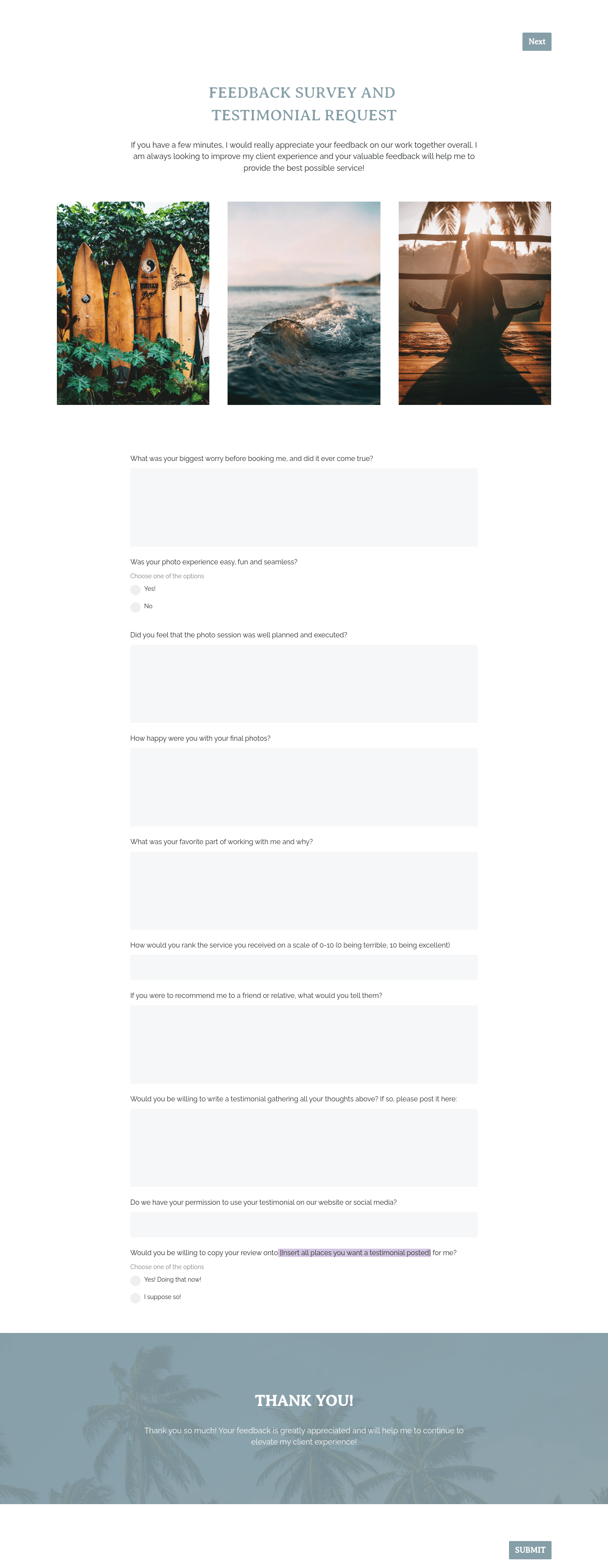 Brand Photography Feedback Request