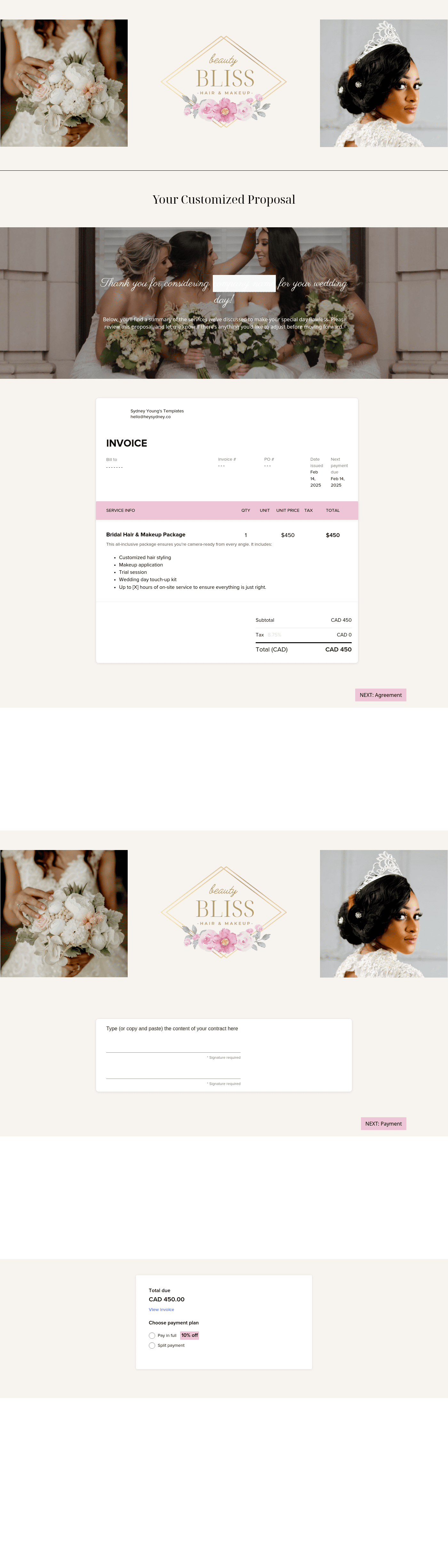 Bridal Hair & Makeup Proposal