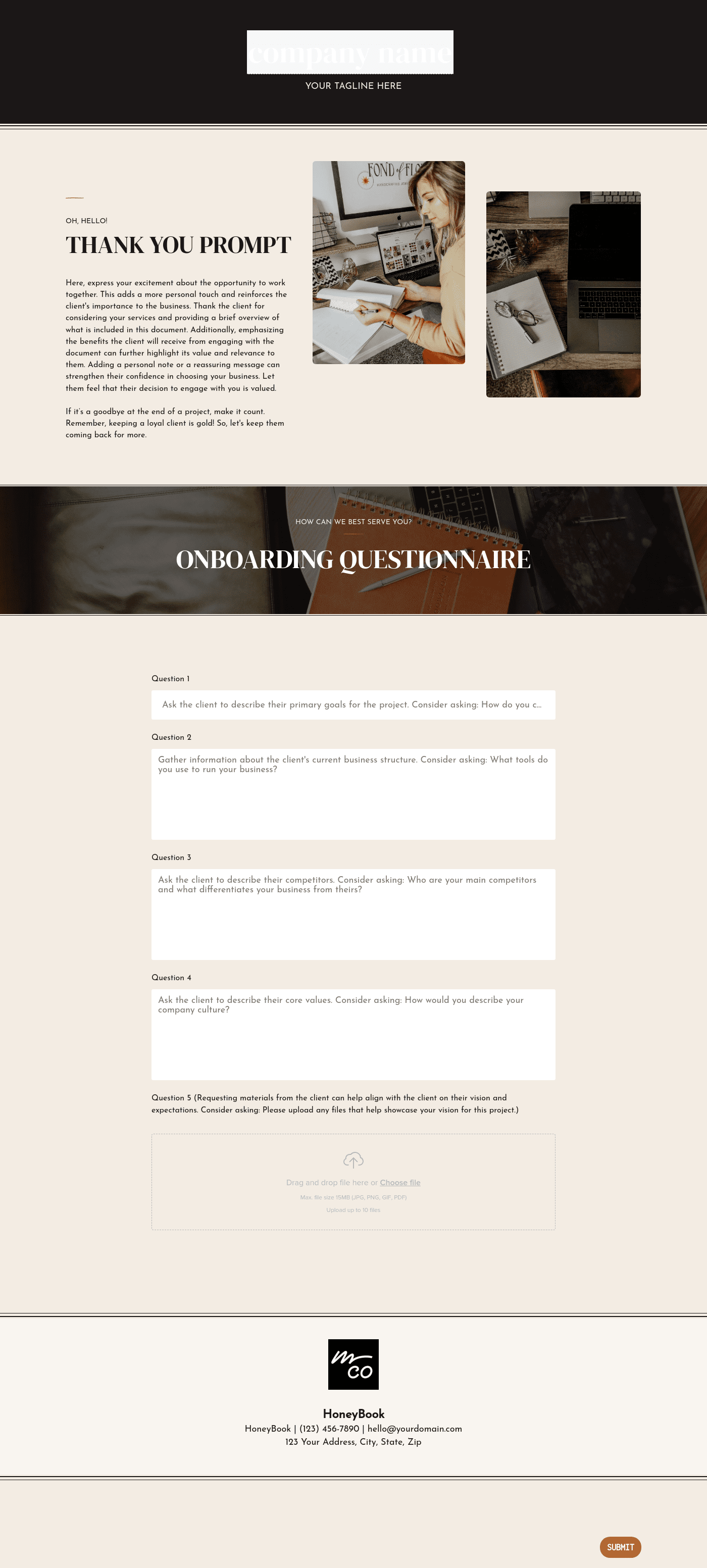 Business Coaching Onboarding Questionnaire