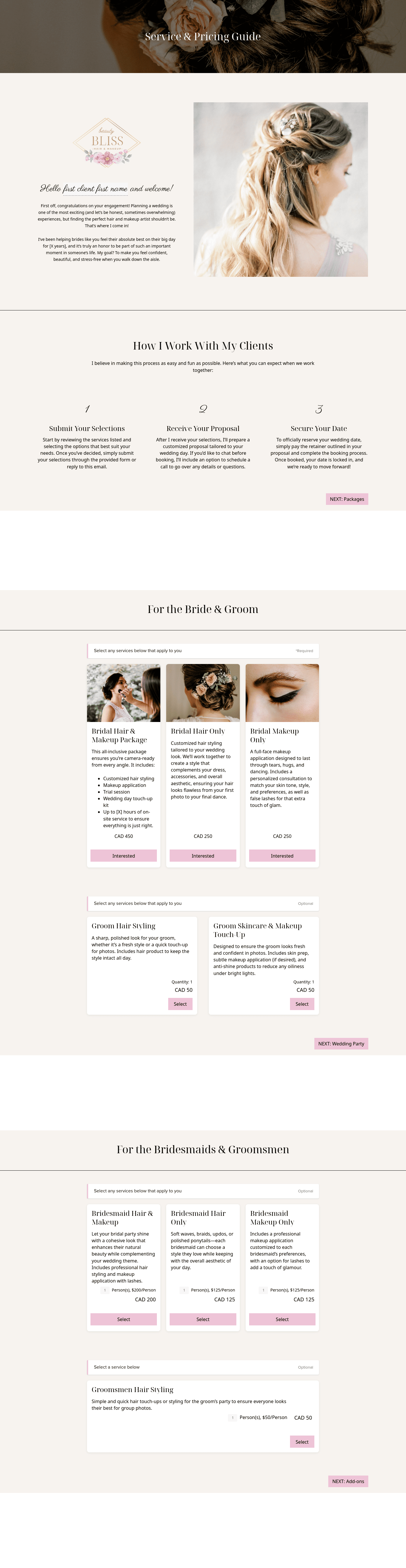 Bridal Hair & Makeup Pricing Guide